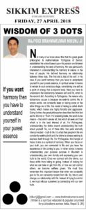 Wisdom of 3 Dots Sikkim Express 27. April 2018