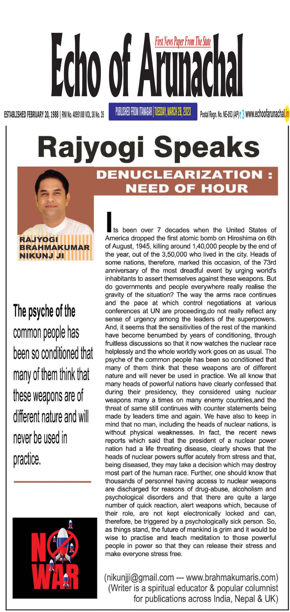 Echo Of Arunachal 28 March 2023